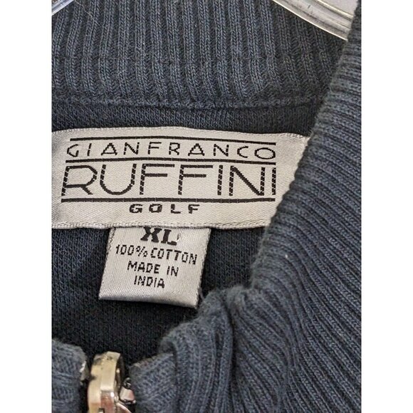 Gianfranco Ruffini Golf Sweater Vest Size XL Black White Plaid Cotton Full Zip - Picture 5 of 5